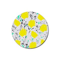 Yellow Roses 2 Rubber Round Coaster (4 Pack) 