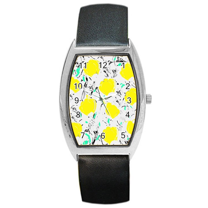 Yellow roses 2 Barrel Style Metal Watch