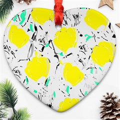 Yellow Roses 2 Heart Ornament (2 Sides)