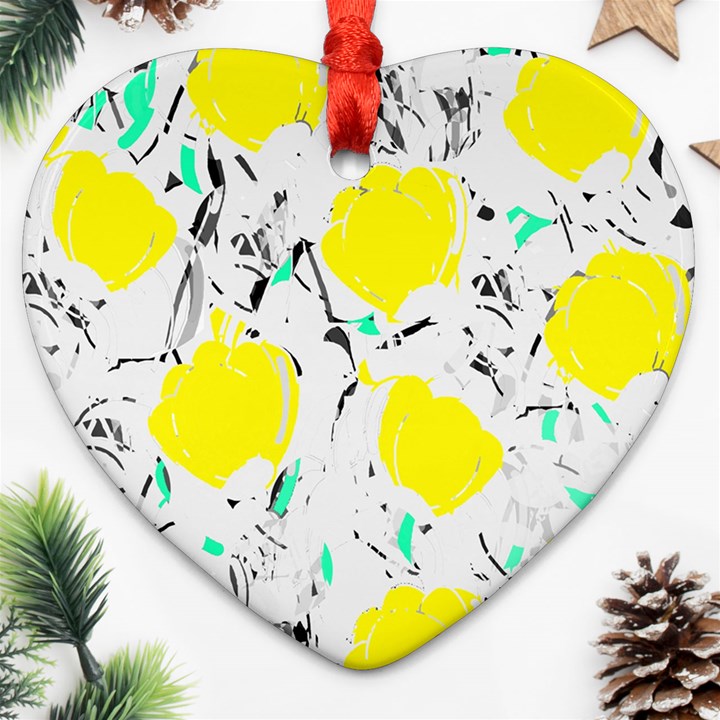 Yellow roses 2 Heart Ornament (2 Sides)