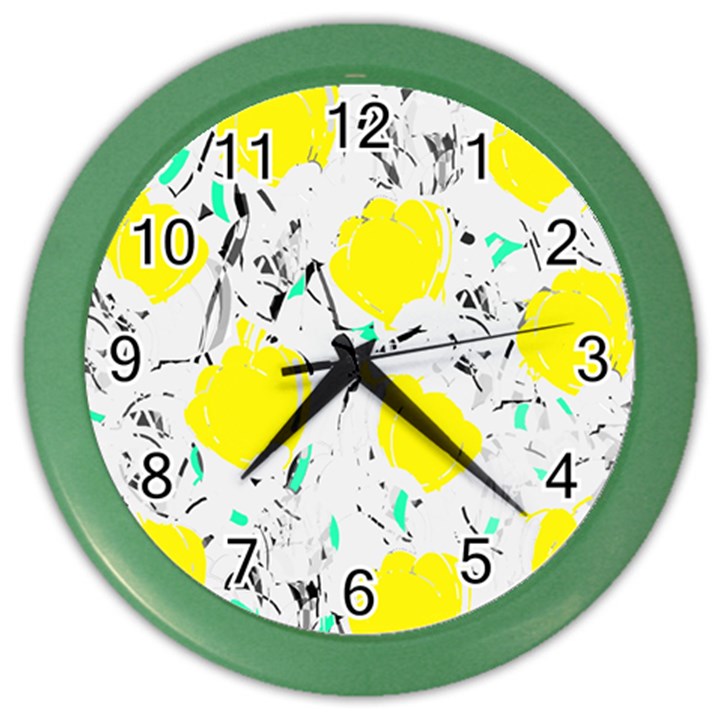 Yellow roses 2 Color Wall Clocks