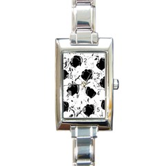 Black Roses Rectangle Italian Charm Watch by Valentinaart