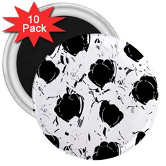 Black Roses 3  Magnets (10 Pack) 