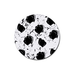 Black Roses Rubber Coaster (round)  by Valentinaart