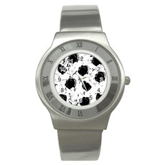 Black Roses Stainless Steel Watch by Valentinaart