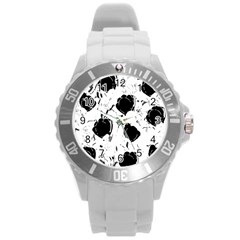 Black Roses Round Plastic Sport Watch (l) by Valentinaart