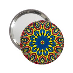 Yellow Flower Mandala 2 25  Handbag Mirrors