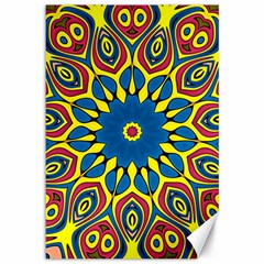 Yellow Flower Mandala Canvas 12  X 18   by designworld65