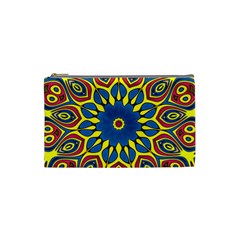 Yellow Flower Mandala Cosmetic Bag (small) 