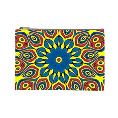 Yellow Flower Mandala Cosmetic Bag (large)  by designworld65