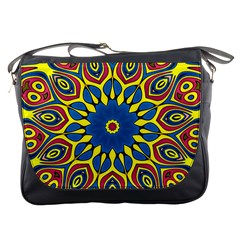 Yellow Flower Mandala Messenger Bags