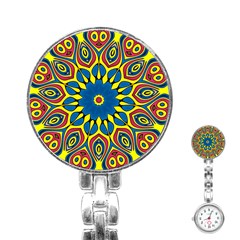 Yellow Flower Mandala Stainless Steel Nurses Watch