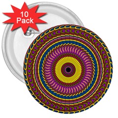 Ornament Mandala 3  Buttons (10 Pack) 