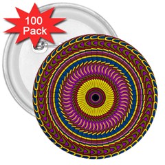 Ornament Mandala 3  Buttons (100 Pack) 