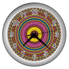 Ornament Mandala Wall Clocks (silver) 