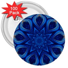 Blue Blossom Mandala 3  Buttons (100 Pack)  by designworld65