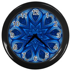 Blue Blossom Mandala Wall Clocks (black)