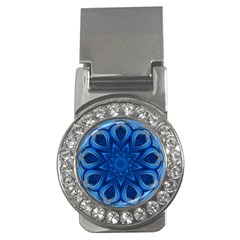 Blue Blossom Mandala Money Clips (cz)  by designworld65