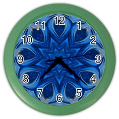 Blue Blossom Mandala Color Wall Clocks by designworld65