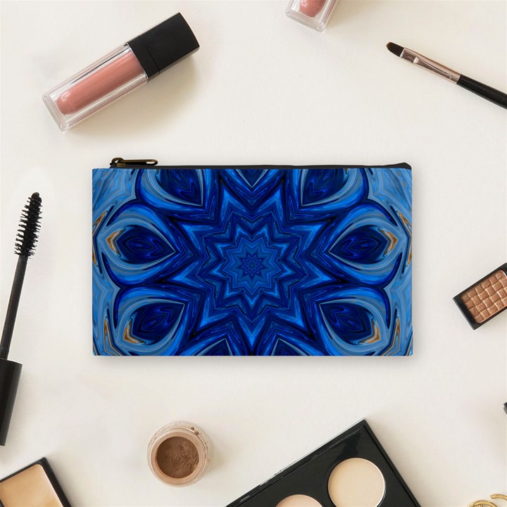 Blue Blossom Mandala Cosmetic Bag (Small) 