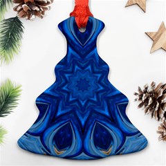 Blue Blossom Mandala Christmas Tree Ornament (2 Sides) by designworld65