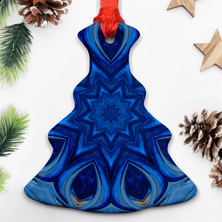 Blue Blossom Mandala Christmas Tree Ornament (2 Sides)