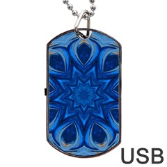 Blue Blossom Mandala Dog Tag Usb Flash (one Side) by designworld65