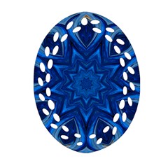 Blue Blossom Mandala Oval Filigree Ornament (2-side) 