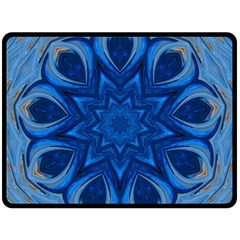 Blue Blossom Mandala Double Sided Fleece Blanket (large) 