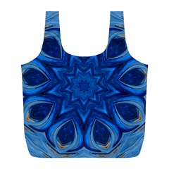 Blue Blossom Mandala Full Print Recycle Bags (l) 