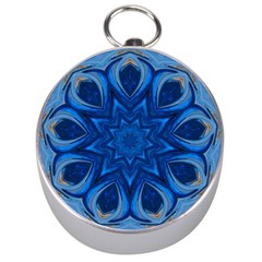 Blue Blossom Mandala Silver Compasses