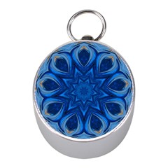 Blue Blossom Mandala Mini Silver Compasses