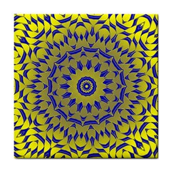 Yellow Blue Gold Mandala Tile Coasters