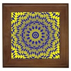 Yellow Blue Gold Mandala Framed Tiles