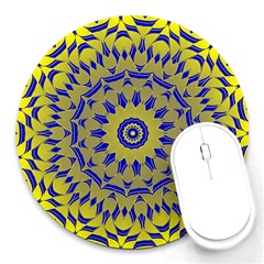 Yellow Blue Gold Mandala Round Mousepads