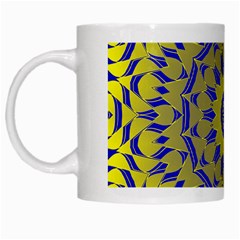 Yellow Blue Gold Mandala White Mugs by designworld65