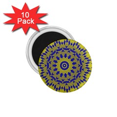 Yellow Blue Gold Mandala 1 75  Magnets (10 Pack) 