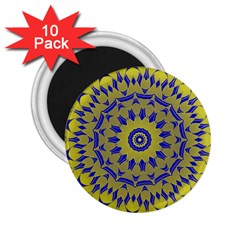 Yellow Blue Gold Mandala 2 25  Magnets (10 Pack) 