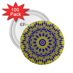 Yellow Blue Gold Mandala 2 25  Buttons (100 Pack) 