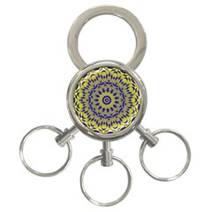 Yellow Blue Gold Mandala 3-ring Key Chains