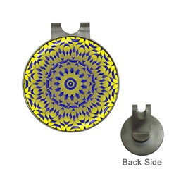 Yellow Blue Gold Mandala Hat Clips With Golf Markers by designworld65