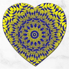 Yellow Blue Gold Mandala Jigsaw Puzzle (heart)