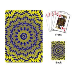 Yellow Blue Gold Mandala Playing Card by designworld65