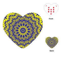 Yellow Blue Gold Mandala Playing Cards (heart)  by designworld65