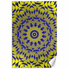 Yellow Blue Gold Mandala Canvas 24  X 36 