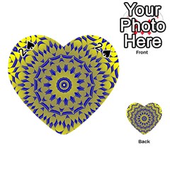 Yellow Blue Gold Mandala Playing Cards 54 (heart)  by designworld65