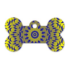 Yellow Blue Gold Mandala Dog Tag Bone (one Side) by designworld65