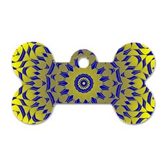 Yellow Blue Gold Mandala Dog Tag Bone (two Sides)