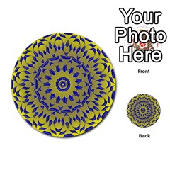 Yellow Blue Gold Mandala Multi-purpose Cards (round) 