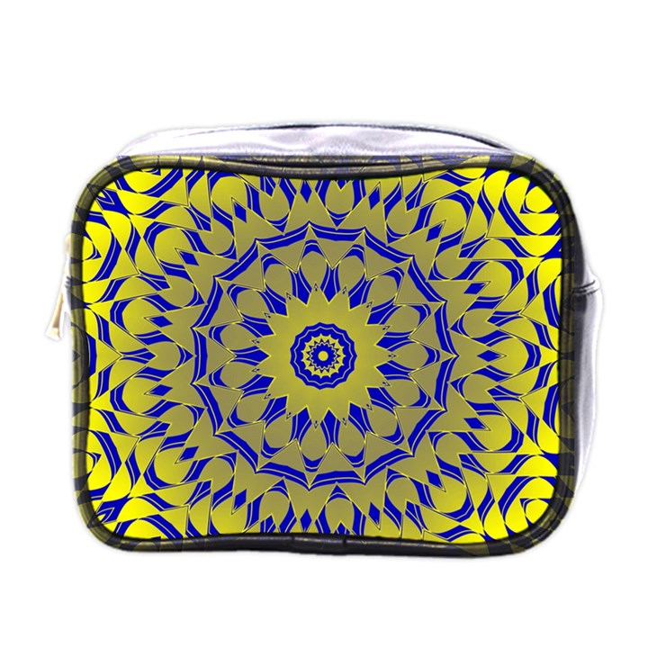 Yellow Blue Gold Mandala Mini Toiletries Bags